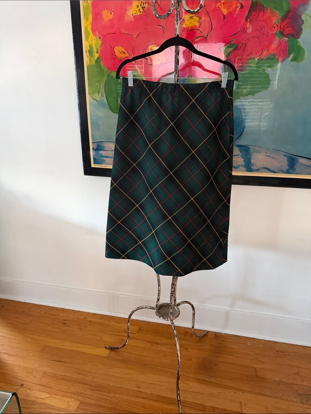 Classic Green Plaid A-Line Skirt